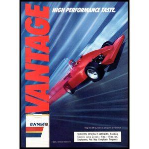 1988 Vantage Cigarettes Vintage Print Ad Indy Open Wheel Race Car Wall Art Photo